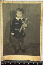Old photo Cute Children, Charming Attractive Girl With The Doll #2245
