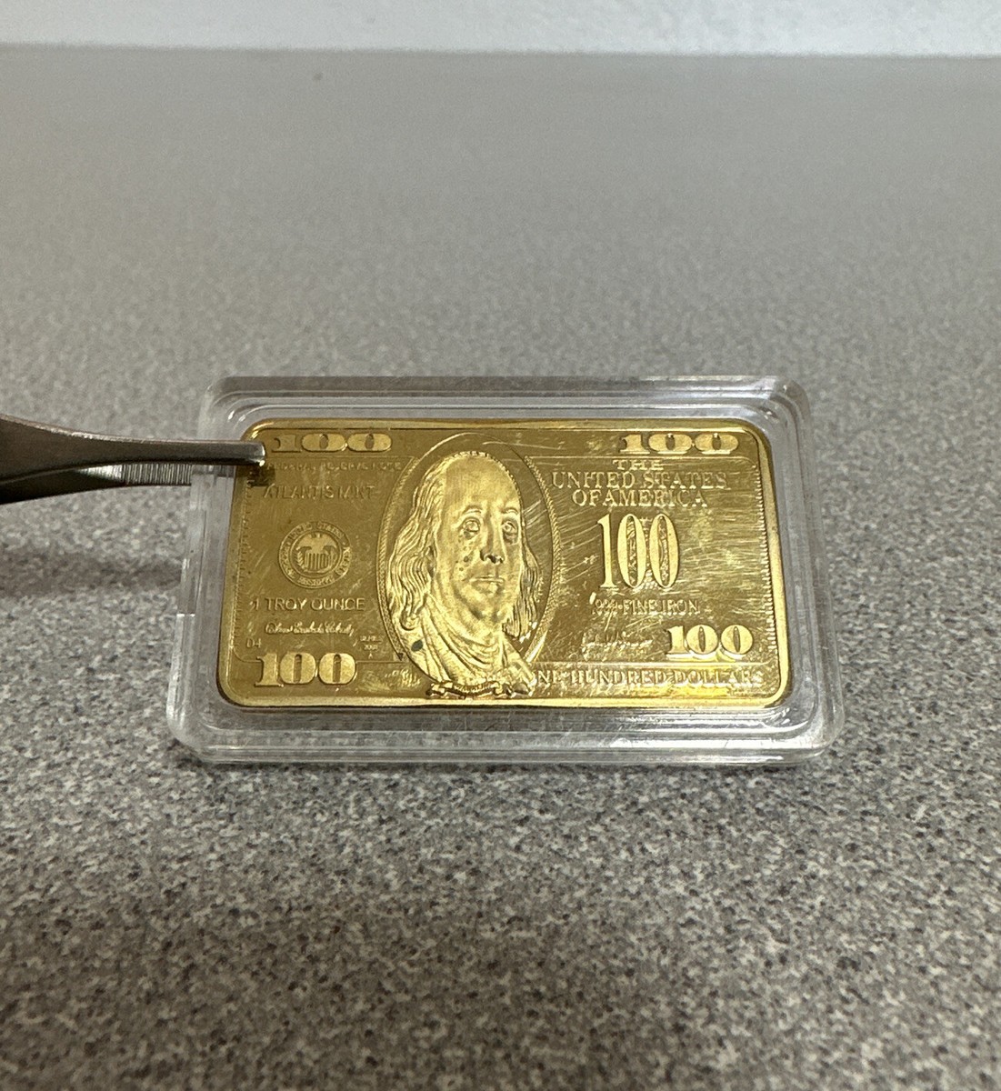 Atlantis mint 1 troy ounce USA $100.00 cased wafer bar .999 fine