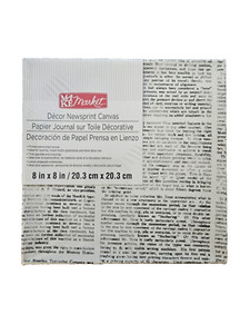 MAKE Market Decor Newsprint Typed Book Newspaper Art Paint Canvas - 8"x8"