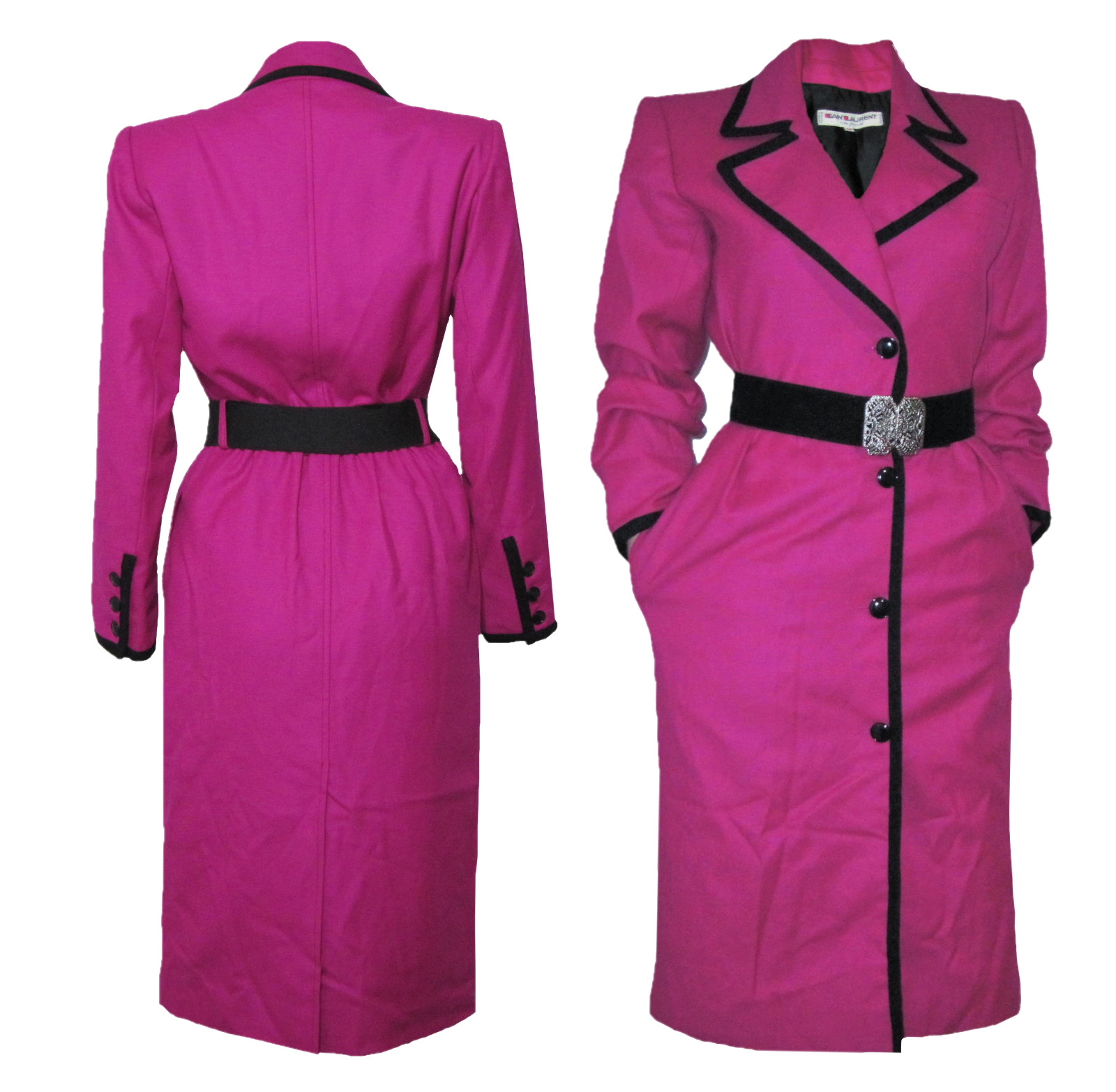 Cappotto vestito rosa vintage anni 80 Yves Saint Laurent Rive Gauche made in France