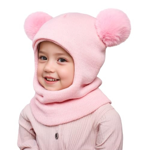 ENBAOHUI Baby Winter Hat Scarf 2 Packs Toddler Winter Hat Boys Girls Beige&pink - Picture 6 of 6
