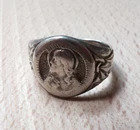 Vintage Sterling Silver Sacred Heart Ring Signet Size 10.75