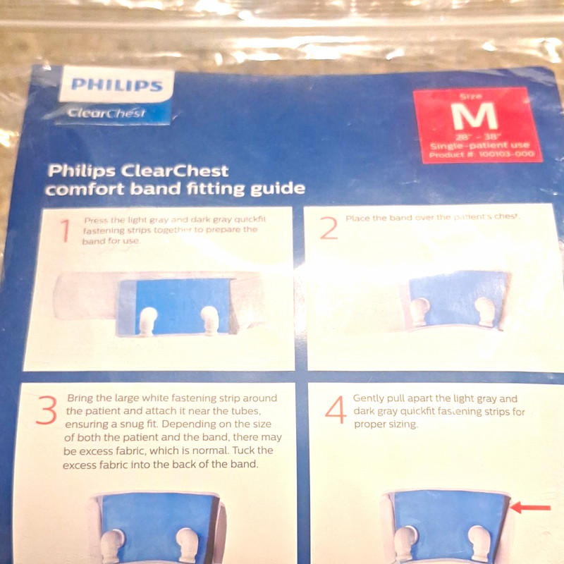 NIB Philips ClearChest Compression Band Adjustable Size M Blue/White