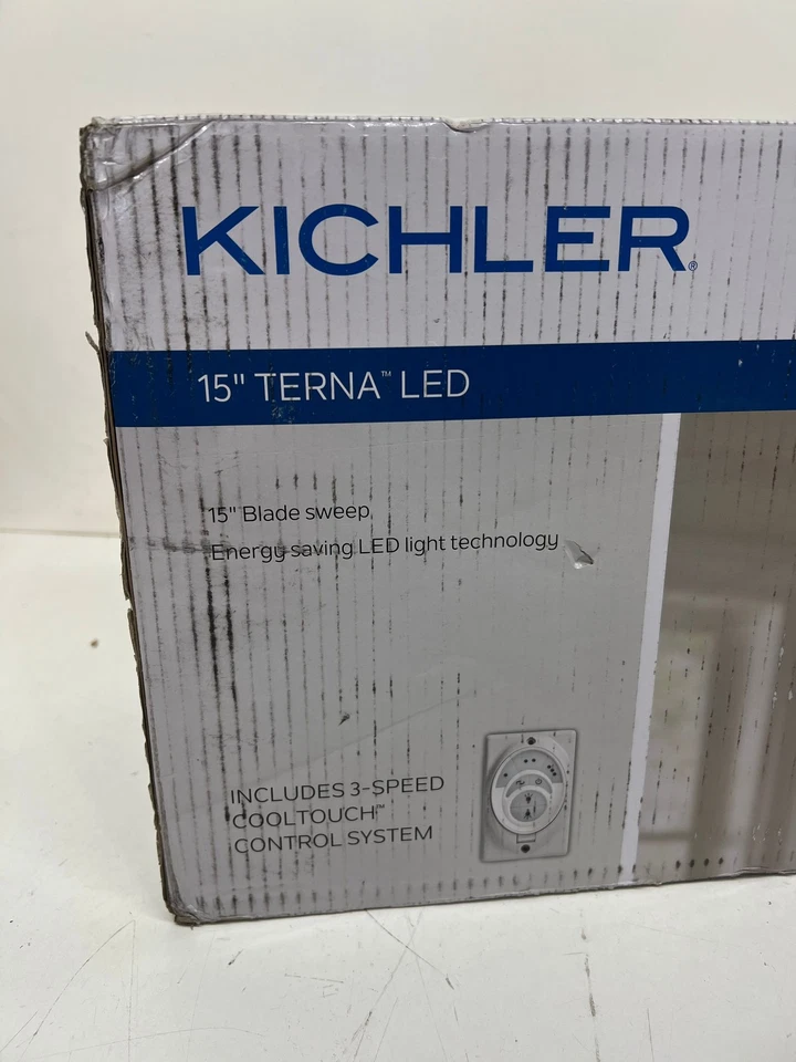 Kichler Terna 15 in. Indoor WHITE Downrod Mount Ceiling Fan LED With Remote - Image 2 of 2