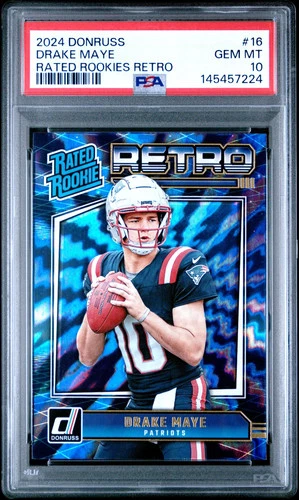 2024 Panini Donruss Rated Rookies Retro Drake Maye #16 RC PSA 10