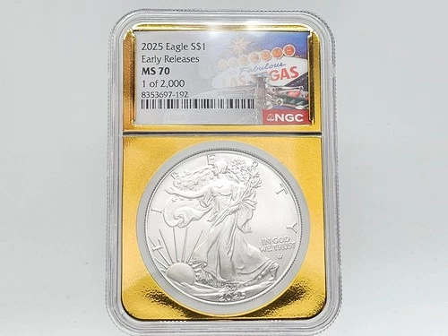 2025 NGC Early Releases MS70 American Silver Eagle *Las Vegas Gold Core* 97-192