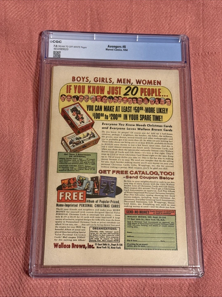 Avengers #8, CGC 7.0, 1st App. Kang the Conqueror, Silver Age 🔑 Marvel 1964! - Image 2 of 3