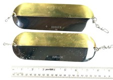 (2) LUHR JENSEN Dodger Trolling Flasher 2/0 Size #00 - 50/50 Brass Chrome Silver