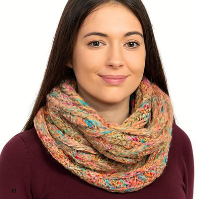 Mehrfarbiger Schlauchschal aus weichem bunten Effektgarn,3 Farben,  MB7303, Loop