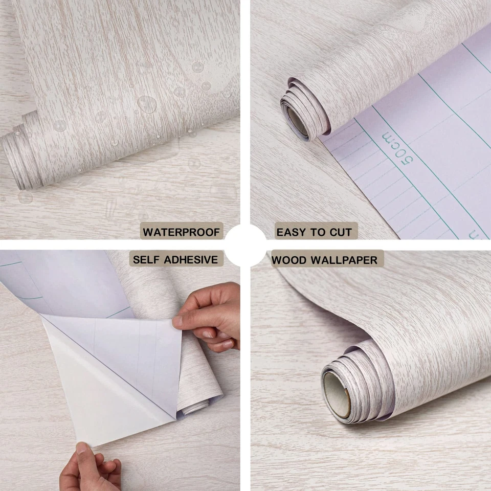 Контактная бумага Lativo из белого дерева для шкафов и ящиков кожура древесины зерна и... - Изображение 4 из 4