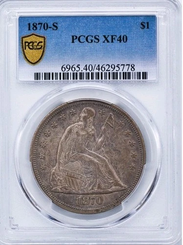1870-S Liberty Seated Moto XF40 $$1