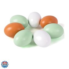 7 Pcs Wooden Fake Eggs, 3 Colors Wood Eggs for Crafts Fake Chicken Eggs Nesti...