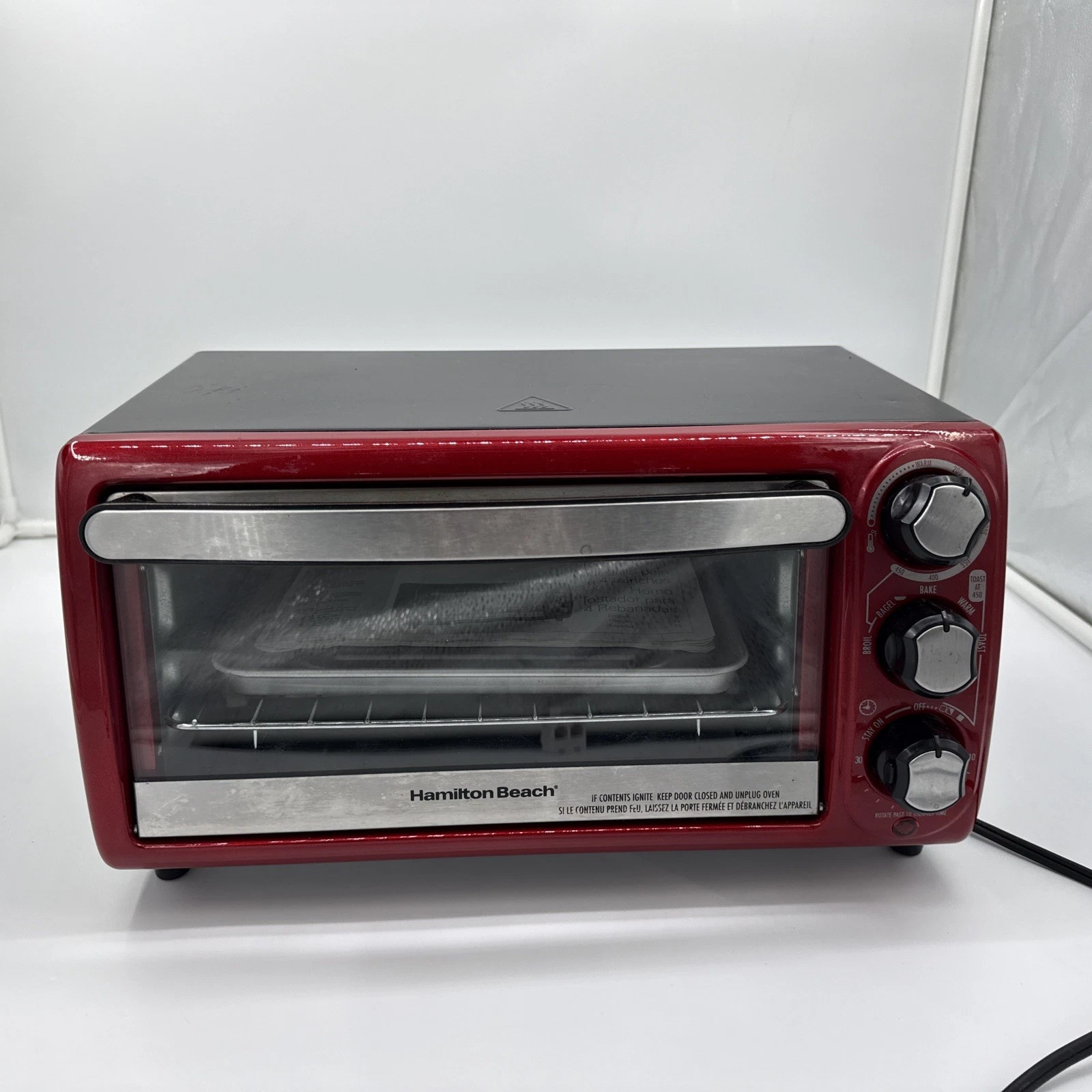 Hamilton Beach 4-Slice Toaster Oven 5 Versatile Modes Countertop Appliance Red