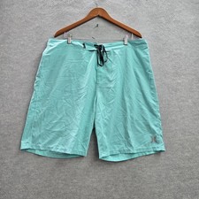 Hurley Men Swimwear 38 Turquoise Board Shorts Activewear Logo 9" Inseam