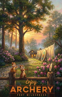 Fort Wilderness Archery Chip n Dale V1 Painted Light 11x17 Matte Print