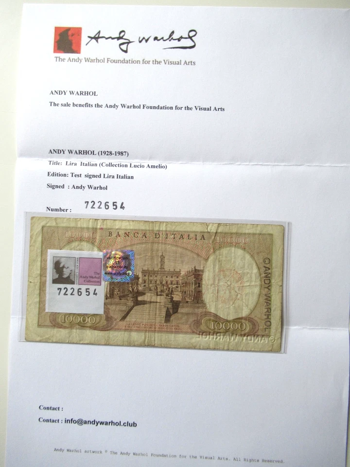 A. WARHOL/K.HARING: 10.000Lire "MICHELANGELO" 2x Original SIGNIERT IN SCHWARZ - Bild 3 von 4