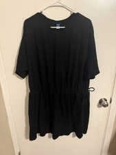 Womens Old Navy Dress Black Side Tie Short Sleeve Size 2X