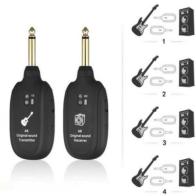 UHF Guitar Wireless System Transmitter & Receiver Rechargeable Battery 30M Range