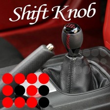 6-speed Manual Shifter Head Shift Knob Black Leather Gear Lever Fit Mercedes