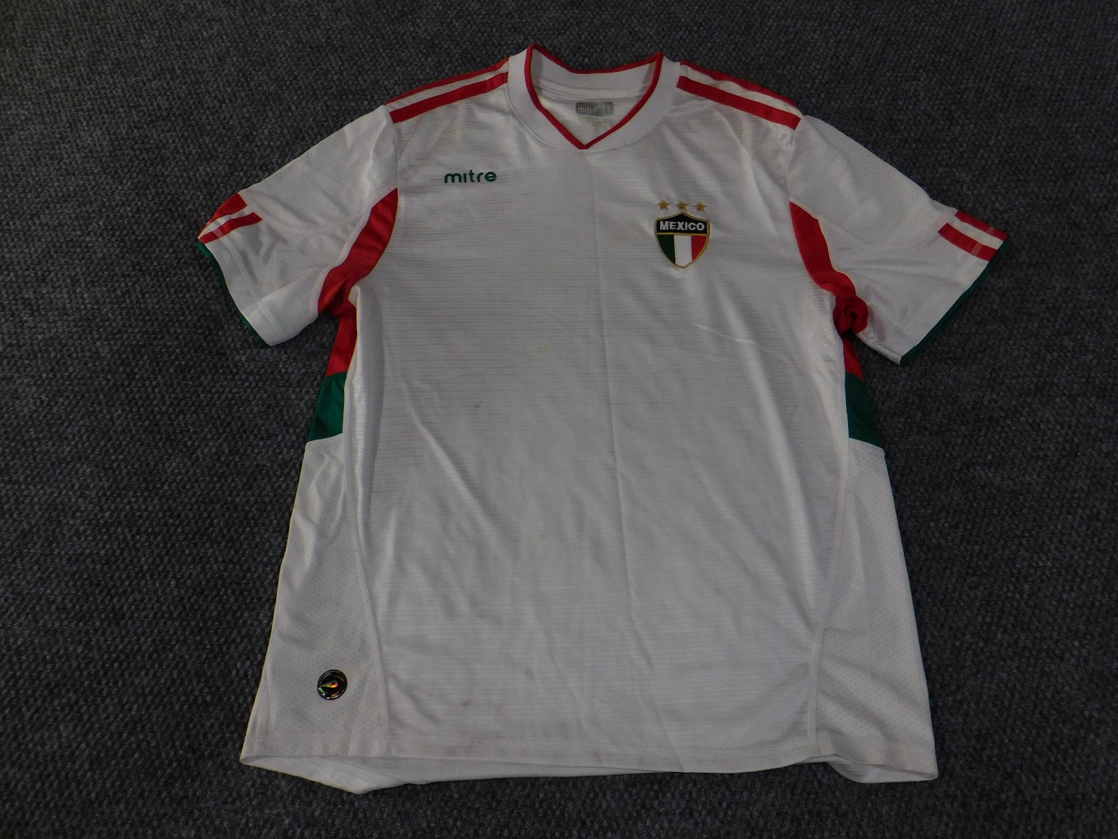 Mitre jersey mens Large white Mexico soccer fan shirt futbol embroidered