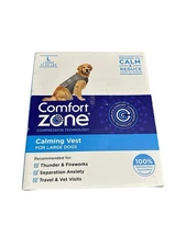 comfort zone size large calming vest 41-64 pounds grey anxiety new open box