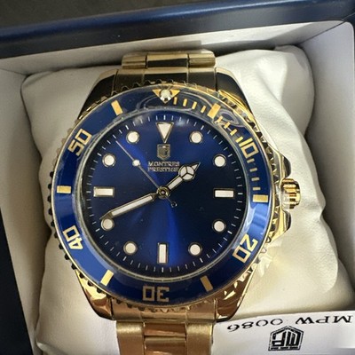 Invicta X Montres Prestige Men's Gold/Blue Watch 42mm MPW-0086 New!