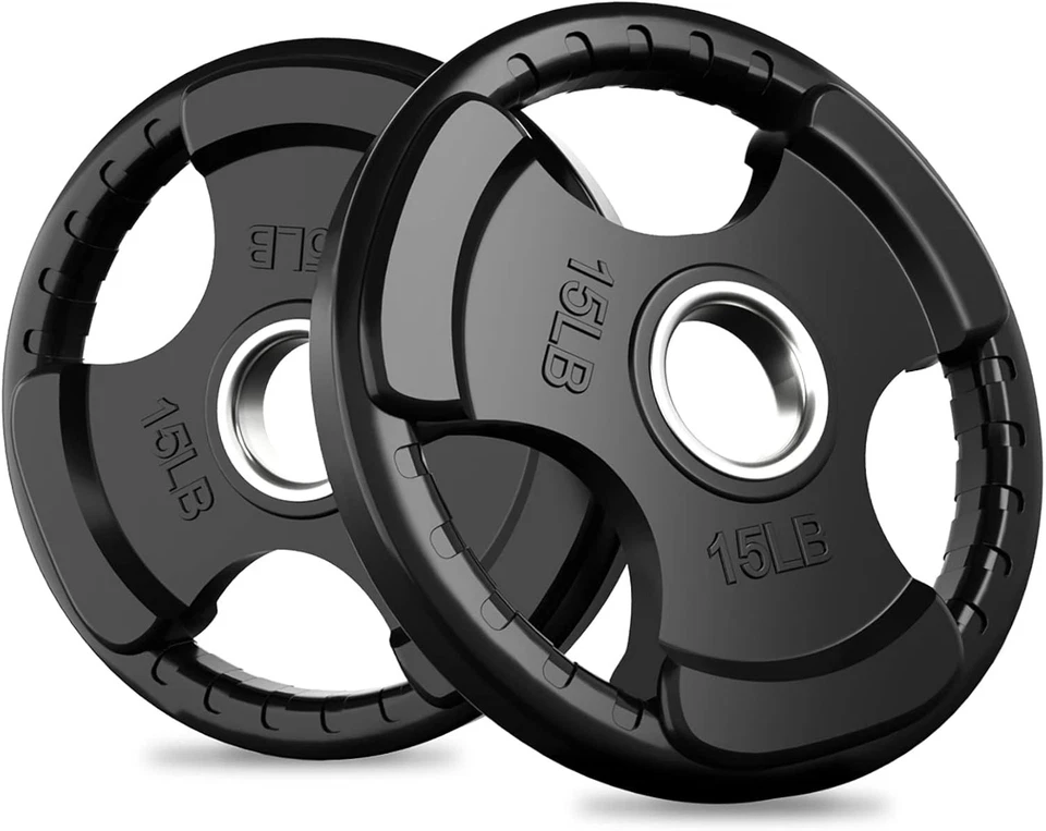 Placas de agarre de goma olímpicas para barra, placas de peso de 2 pulgadas para levantamiento de pesas Foto 4 de 4