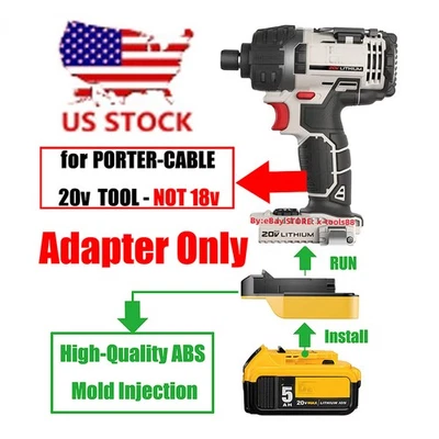 1 Adapter Upgrade for Porter Cable 20v (Not 18v) Tools to for DeWalt 20v Battery