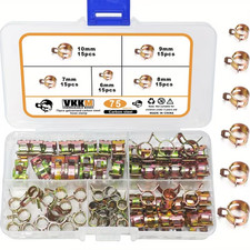 75 Pcs Coloured Zinc Pipe Clamp Set Spring Band Clip Self Clamping Hose Clip