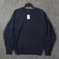 J Crew Sweater Mens Large Blue Cotton Crewneck Tight Knit Pullover NEW
