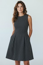 Michael Kors Made In Italy Blue White Dot Virgin Woo Fit Flare Dress Size 10