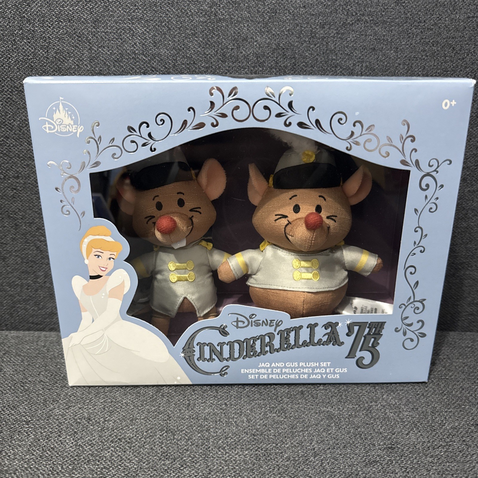 Juego de Peluche Jaq and Gus Disney Store - Cenicienta 75 Aniversario - Pequeño 7 1/2""