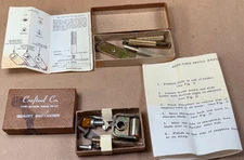 Craftool Lot - Keen Edge Swivel Knife Sharpener + 4 Blades + Snap Setter