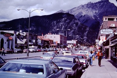 JULY 1977  Street Scene Downtown Banff Alberta Canada Slide CK-B