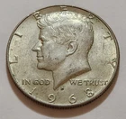 1968-D Kennedy Half Dollar • 40% Silver • Circulated •     X124