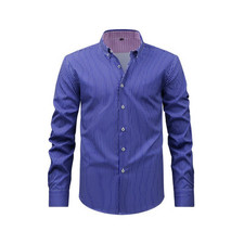 Mens Dress Plaid Shirts Print Formal Business Long Sleeves Elastic Casual Shirts