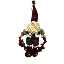 Folk art country Santa Claus wreath wall hanging or sitting Christmas holidays