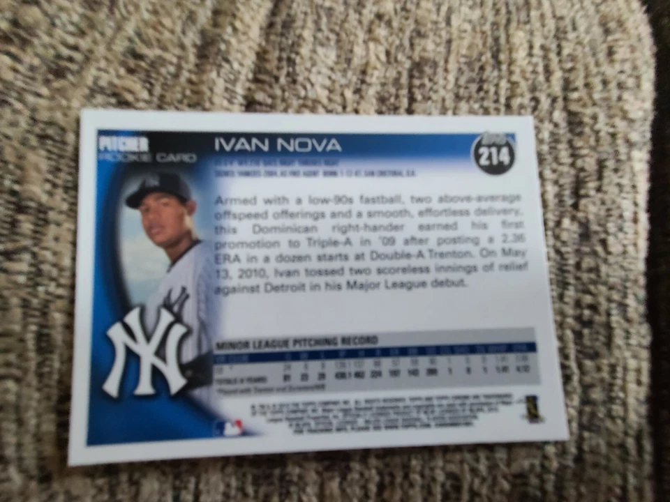 Ivan Nova 2010 Topps Chrome Rookie Baseball Card NM/MT #214 New York Yankees - Image 2 of 2