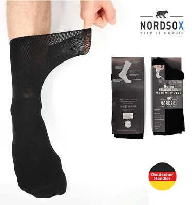 NORDSOX 2 | 4 Paar warme Merino Komfortsocken Damen & Herren gepolstert & Bund weit