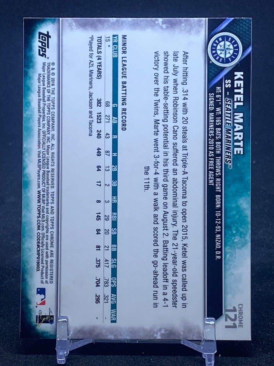 2016 Topps Chrome Sepia Refractor #121 KETEL MARTE Mariners RC