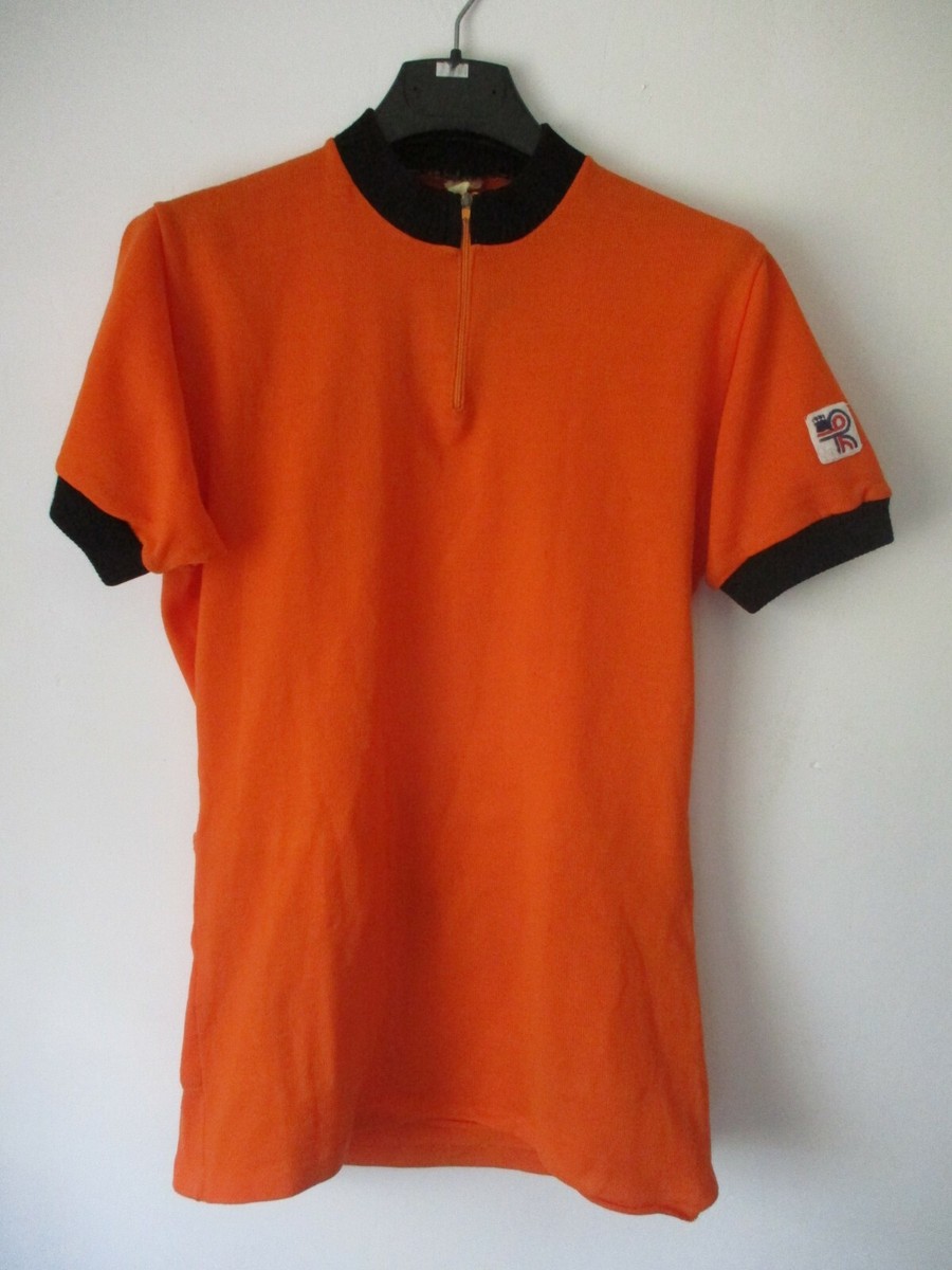 Maillot cycliste HEURTEFEU orange vintage années 70 shirt