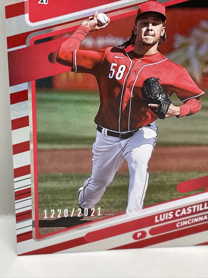 2021 Panini Donruss Luis Castillo #124 RED PARALLEL #d /2021 Cincinnati Reds - Image 2 of 3