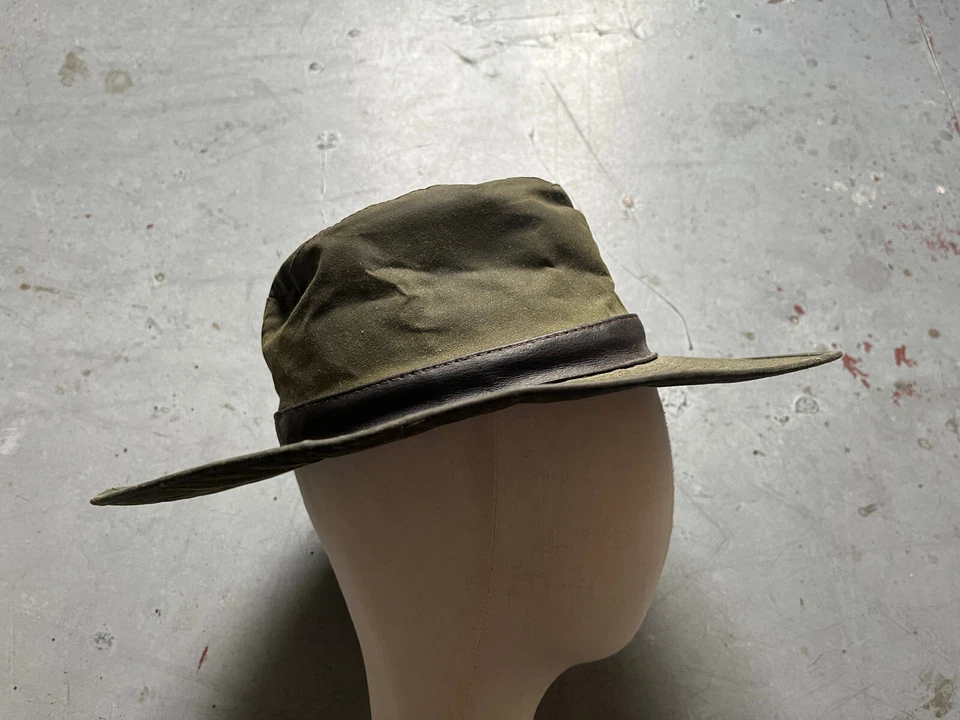 Vintage British Hunting Waxed Olive Green Fedora Hat Indiana Jones Style Small - Image 2 of 4