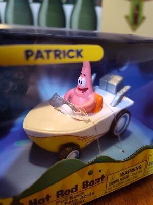 Spongebob Squarepants- Patrick Hot Rod Boat-Pull Back- Nickelodeon Brand New 