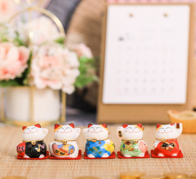 5 Stück Japanische Glückskatze Ornament