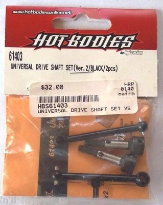 Hot Bodies 61403 Universal Drive Shaft Set Ver 2/Black/ 2pcs HB61403 RC Part NEW