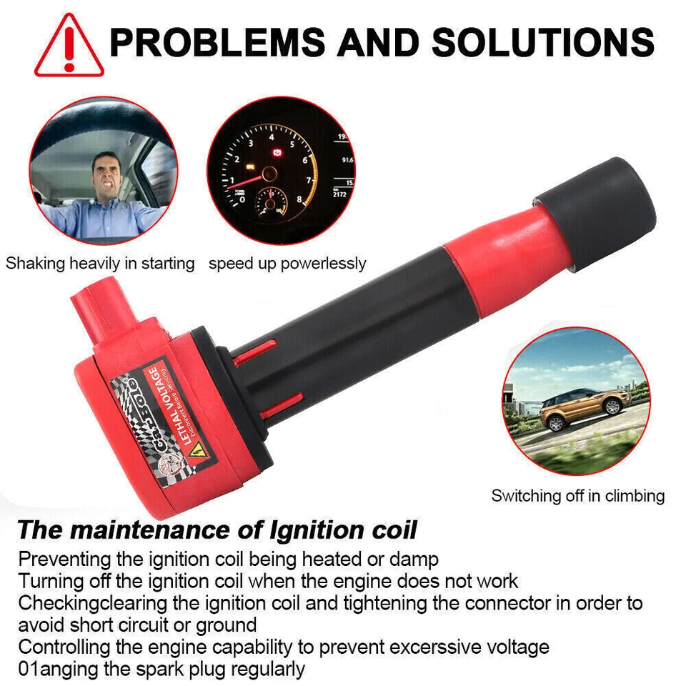 Performance Ignition Coil 6PCS for Acura CL RL TL/ Honda Accord Odyssey V6, Red - Image 3 of 4