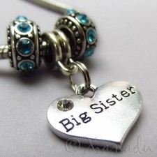 Big Sister European Charm Pendant And Birthstone Beads For Large Hole Bracelets