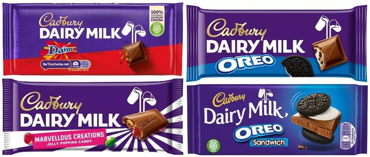 Diary Milk Chocolate Bars from Cadbury - Oreo / Daim / Marvellous Creations