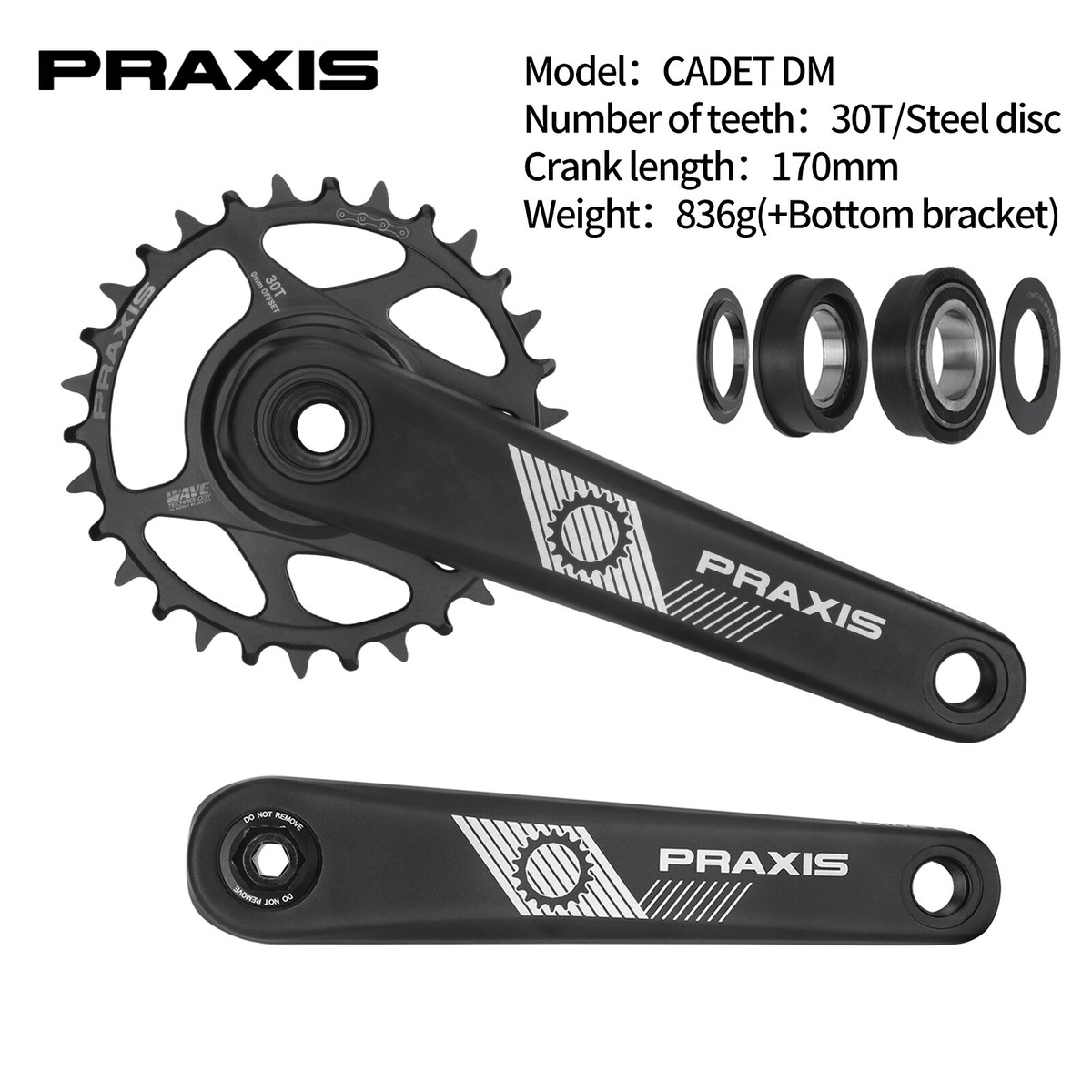 Praxis Cadet DM/HD/G2 Crankset 165/170/175mm 30/32T Press